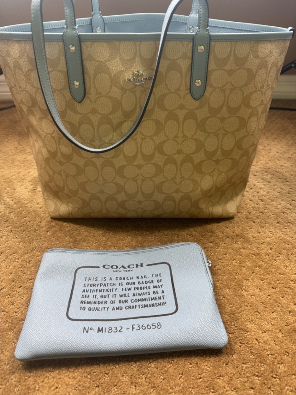 Coach Reversible City Tote in Signature Canvas with pouch